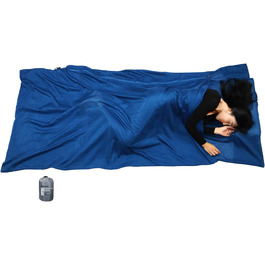 Шовковий / бавовняний спальний мішок BROWINT, дорожній спальний мішок на подвійній блискавці з відділенням для подушок, дуже широкий спальний мішок для котеджів 220 см х 110 см для гуртожитків, легкий, компактний і дихаючий, темно-синій