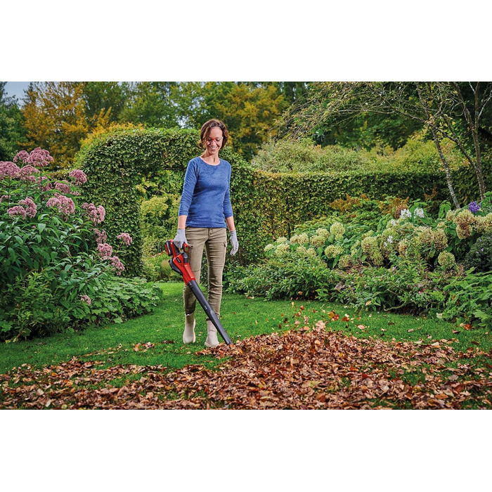 Einhell GE-UB 18/250 Li E-Solo: Акумуляторний повітродув Power X-Change (18 В, 250 км/год, 3 насадки, регулювання швидкості, без акумулятора + акумулятор 4.0Ah та зарядний пристрій)