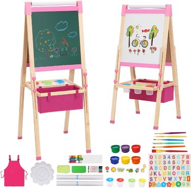 Дитяча мольберт-дошка Maltafel рожевого кольору з сумкою, регульована висота, двосторонній, з рулоном паперу, для дітей від 4 років