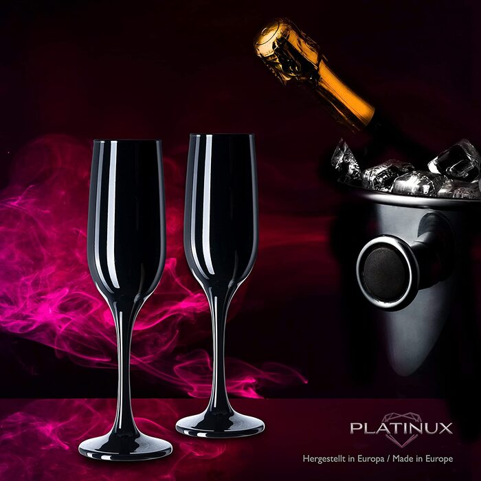 Набір келихів для шампанського PLATINUX, 6 шт, 210 мл (чорний)