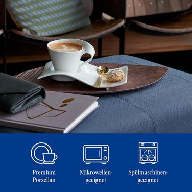 Набір кавовий Villeroy & Boch NewWave Premium Cappuccino 8 предметів на 4 персони, білий, для кавоварки, миюча посудомийна машина, дизайн хвиля, 4 шт.