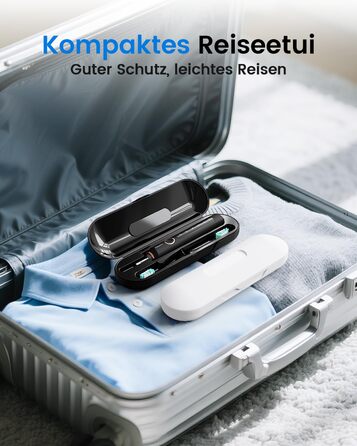 Електрична зубна щітка для дорослих та дітей - звукова, 8 насадок (3 типи), 90 днів роботи, 5 режимів, 50000 VPM, кейс для подорожей, таймер (Чорний + Білий)