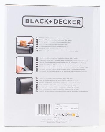 Тостер BLACKDECKER BXTOA900E - 900 Вт 2 широкі слоти, 7 рівнів, насадка для булочки, зупинка/повторне нагрівання/розморожування