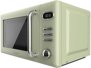 Мікрохвильова піч Cecotec Proclean 5110 Retro Green з грилем, 700 Вт, 8 програм, таймер до 60 хв, розморожування, вінтажний дизайн, зелена