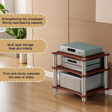 Сумка для аудіо-обладнання HiFi Regal: стійка для AV-медіа, ТВ-стійка, підставка для програвачів (3 яруси, темне дерево)