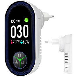 Виявлювач CO з HD-дисплеєм для дому та кемпінгу: 3-в-1 (CO, температура, вологість)
