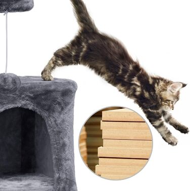 Когтеточка для котів Yaheetech Cat Tree Small Cat Tree Stable для котів з котячою печерою та кігтеточкою, темно-сіра