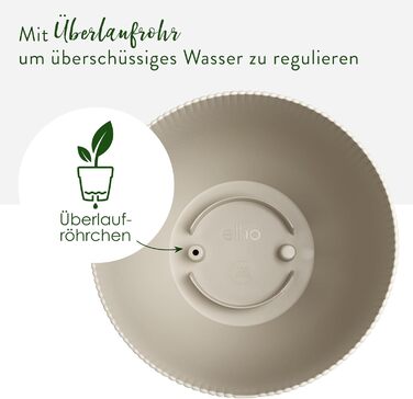 Горщик Elho Sereh Rund 40 - для дому та саду, 100% перероблений пластик, Ø 39 x H 33.3 см, Бежевий