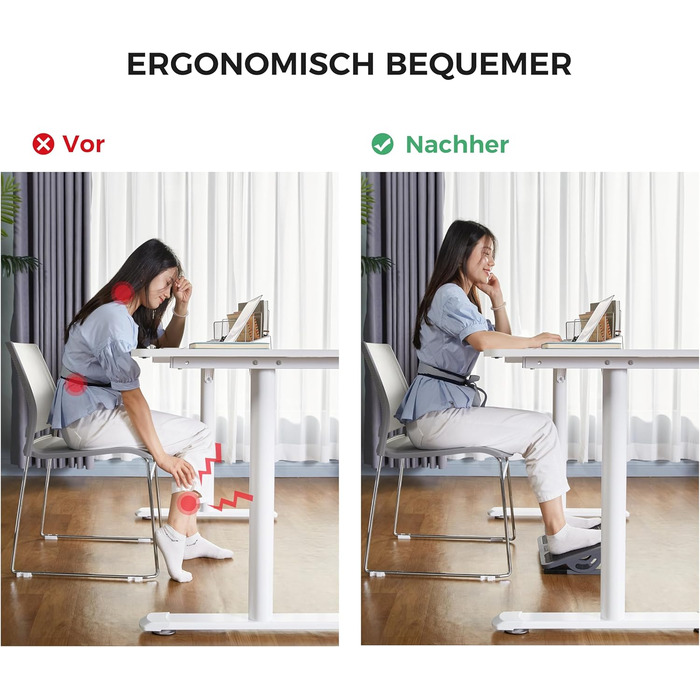 Підставка для ніг EUREKA ERGONOMIC регульована з масажною поверхнею для офісу та дому. Чорний та сірий колір
