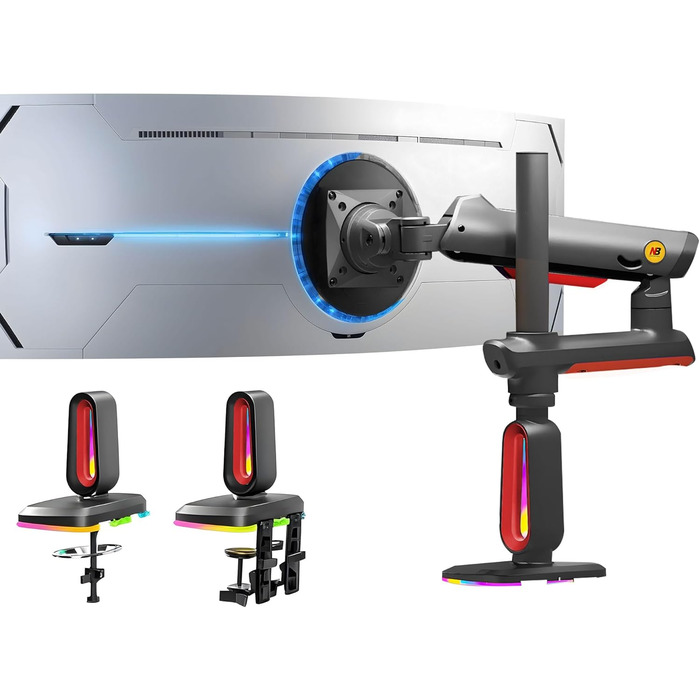 Кріплення для монітора NB Ergonomic RGB, 32-60 дюймів, для широких та вигнутих моніторів, максимальне навантаження 20 кг, VESA 75/100 мм (червоний)