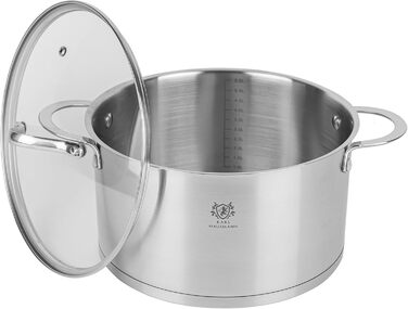 Нержавіюча каструля Karl Hausmann 3.6L, Ø 20 см - каструля з нержавіючої сталі з кришкою для всіх типів плит (індукція)