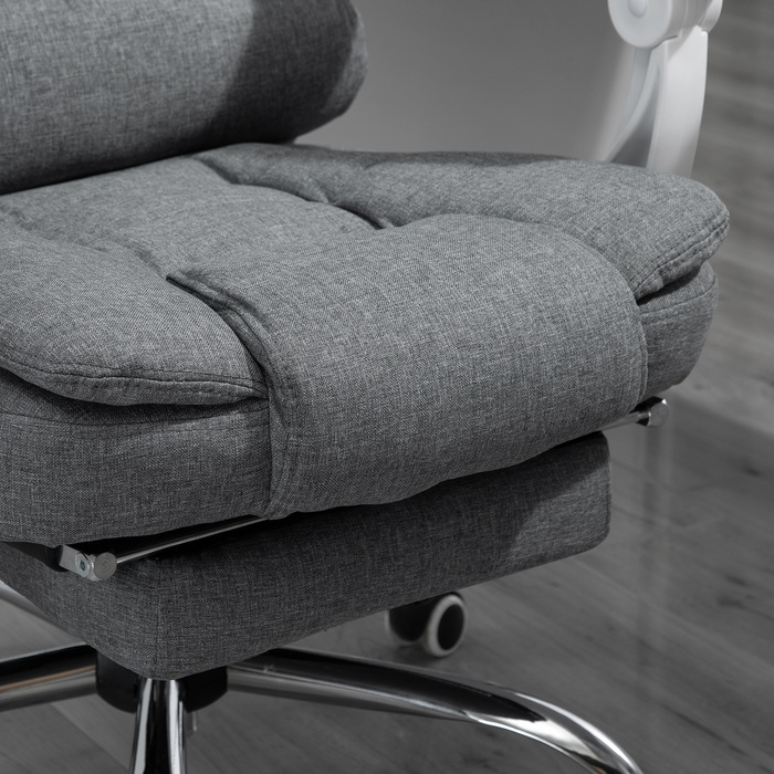 Ергономічний стілець Vinsetto Office Chair зі складною підставкою для ніг, регулюється по висоті та нахиляється, метал сірий для комфорту в домашньому офісі