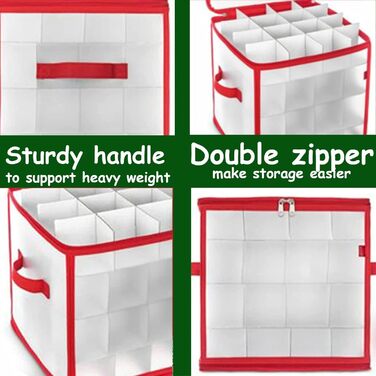 Коробка для зберігання 64 новорічних кулі - Складана сумка для прикрас - Регульовані перегородки та ручки - Пилсторостісна декор-коробка (2 шт.)