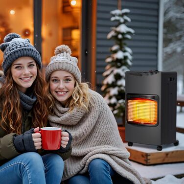 Мобільний газовий обігрівач Wiltec 4,2 кВт з захистом від перекидання, ODS та роликами, сумісний з 13 кг балоном