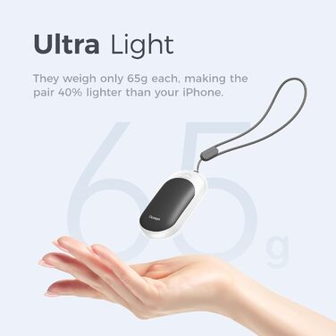 Електричні грілки для рук OCOOPA 2 шт. з магнітною основою, 5000mAh, 3 режими нагріву, компактні, для рукавичок, сумки, зимові аксесуари, подарунок для чоловіків та жінок, чорний/білий