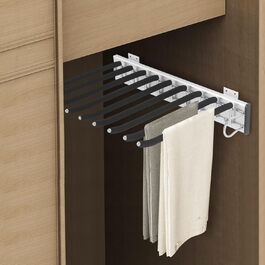 Висувна вішалка для штанів, полиця для штанів у шафу, 9 тримачів для шарфів, висувна вішалка для штанів, одягу, краваток, шарфів, глибина шафи 48 см (правий монтаж)