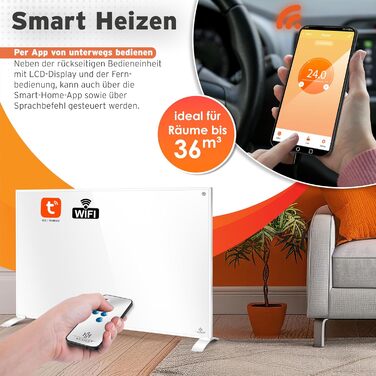 Інфрачервовий обігрівач KESSER®: енергозберігаючий, з дистанційним керуванням та термостатом, для дому, білого кольору (550W)