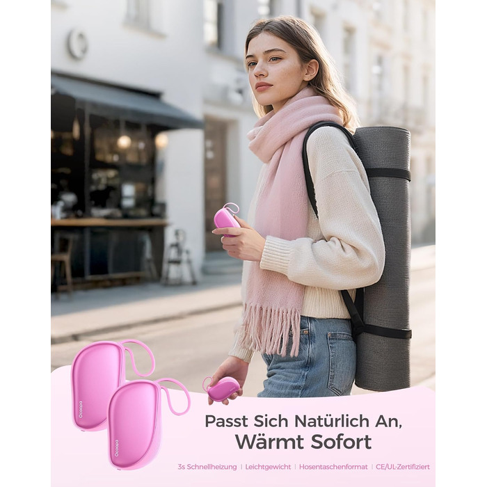 Електричні грілки для рук OCOOPA 2 шт. у наборі, дизайн гребінця, багаторазові, 4000mAh, 1.5 см, підходять для рукавичок та кишень, подарунок на Новий Рік, для жінок, зимові аксесуари, Ocoopa x Художня колекція, UT5 Sway Wiesengeflüster (Рожевий)