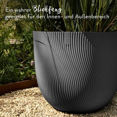 Квітчар Elho Sereh Rund 40 - горщик для дому та саду, перероблений пластик, Ø 39.0 x H 33.3 см, бежевий/антрацитовий