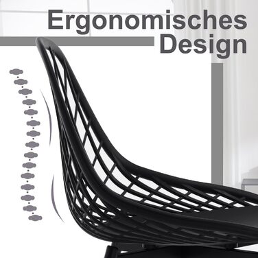 Стільці для їдальні та кухні, сучасний скандинавський дизайн, білий пластиковий стілець з металевими ніжками, набір 4 шт. (K0018EZS-4)