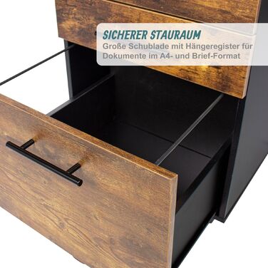 Роликовий контейнер Relaxdays з висувними шухлядами та полицями для документів