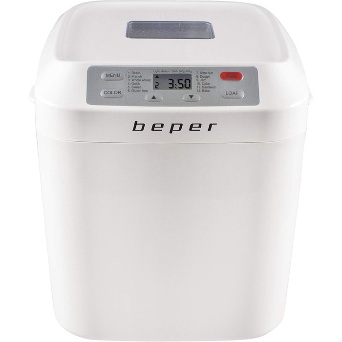 Хлібопекарська машина BEPER з антипригарним контейнером з ABS пластику, біла