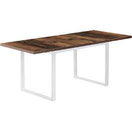 Розсувний обідній стіл Anna B&D home | 120-160 x 80 см, на 4-6 осіб | Скандинавський стиль, Texas-Eiche | Чорне металеве підстав'я, для кухні та їдальні