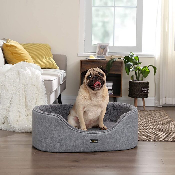 Підстилка для собак FEANDREA, кошик для собак, розкладна подушка, 73 x 60 x 27 см, сірий PGW31GG S (73 x 60 x 27 см) сірий