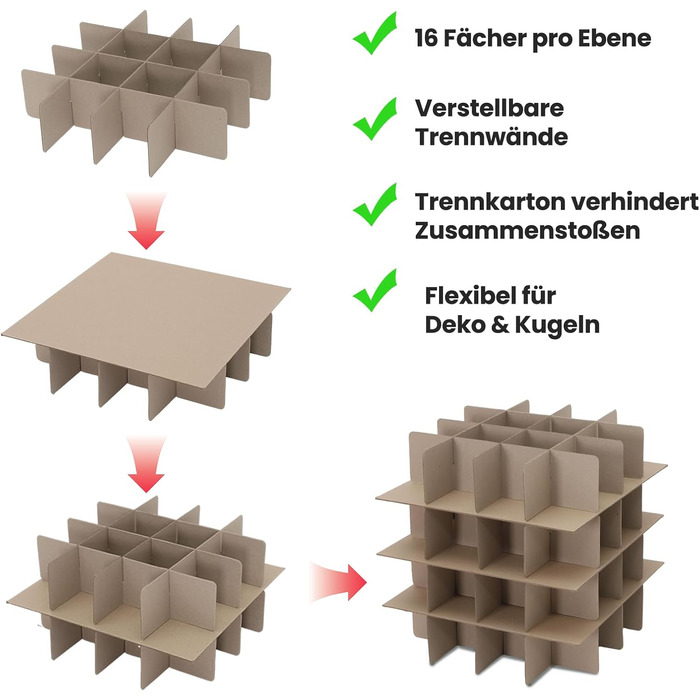 SALCAR Коробка для зберігання новорічних прикрас з відділеннями, 64 шт, червона