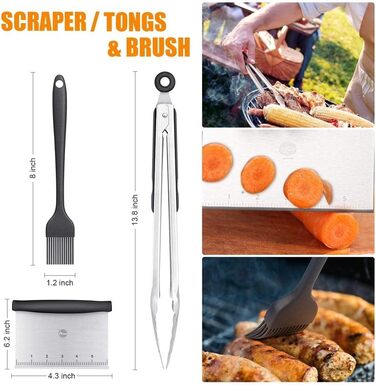 Набір для грилю Huolewa, нержавіюча сталь, 9 предметів: лопатка, щітка, викрутка, сумка. Професійний аксесуар для BBQ, тепаньякі та кемпінгу