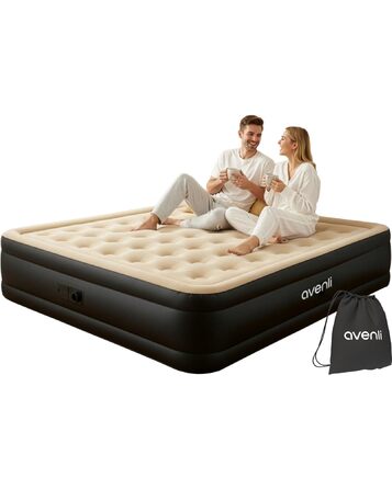 Надувний матрац-ліжко AVENLI для 2 осіб, 203x157x47 см з вбудованим насосом, флаокована поверхня, для кемпінгу та дому