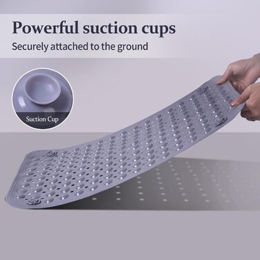 Килимок для душу з антиковзаючим покриттям, 60x90 см (Сірий)