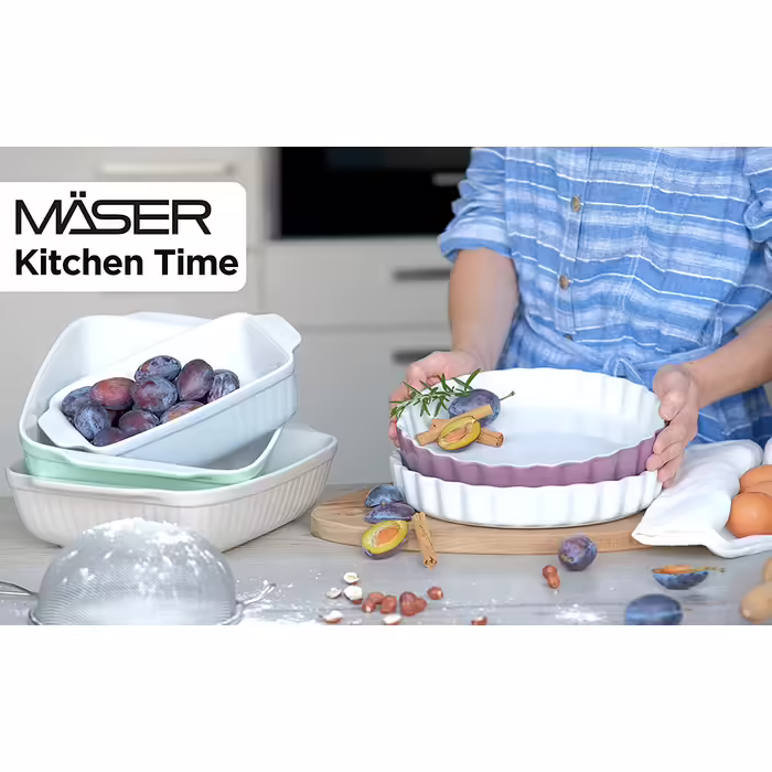 Керамічна форма для випікання MÄSER Kitchen Time, кругла, Ø 27 см, сіра, для тартів, кішів та пирогів, стійка до подряпин і порізів, хвилястий край