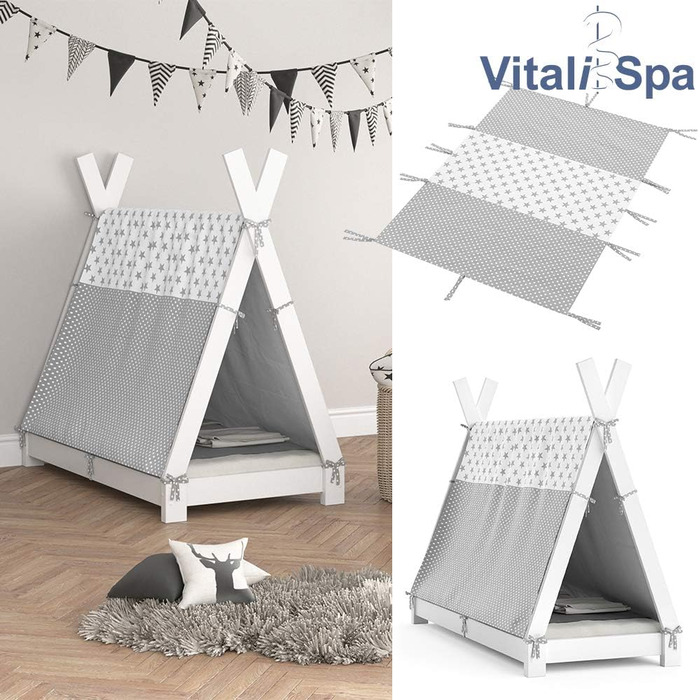 Ліжко VitaliSpa Teepee Teampee, 148 x 76 см (Сірий)