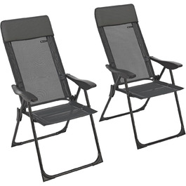 Набір кемпінгових стільців Juskys з 2 Torri з регульованою спинкою - Алюмінієвий садовий стілець складний - Кемпінг з високою спинкою - 2 садові стільці Антрацит
