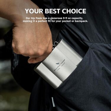 Фляга з титану iBasingo 180 мл - Ultraleichter Flachmann для алкоголю, подорожей, кемпінгу. Ti3071D