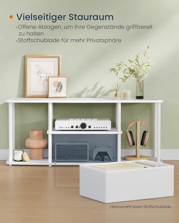 Тумба під телевізор SONGMICS для телевізорів до 50 дюймів, 110 x 35 x 46 см, білий матовий, LTV500W01