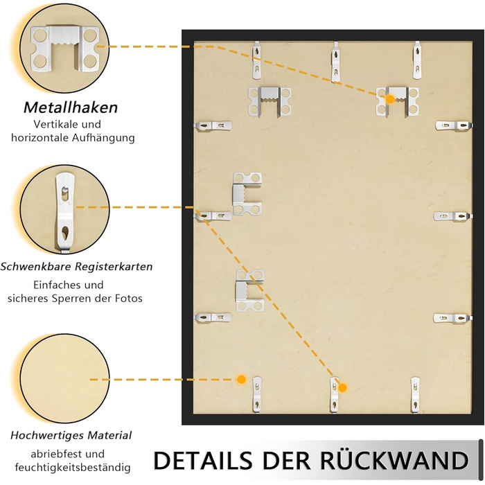 Набір фоторамок 3 шт. 70x50 см, дерев'яні рамки для фото, картин, постерів (чорні, 60x80 см)