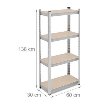 Relaxdays Оцинкована надміцна полиця з 4 ярусами