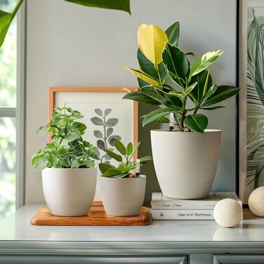 Набір горщиків для квітів T4U 15см з автополивом та індикатором рівня води, 4 шт. (білий, 22*21см)