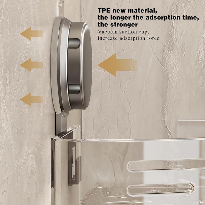 Полка для душу Voldra без свердління, кутова полиця для ванної кімнати з присосками, металева полиця для душу з тримачем для рушників (2 шт., сірий)