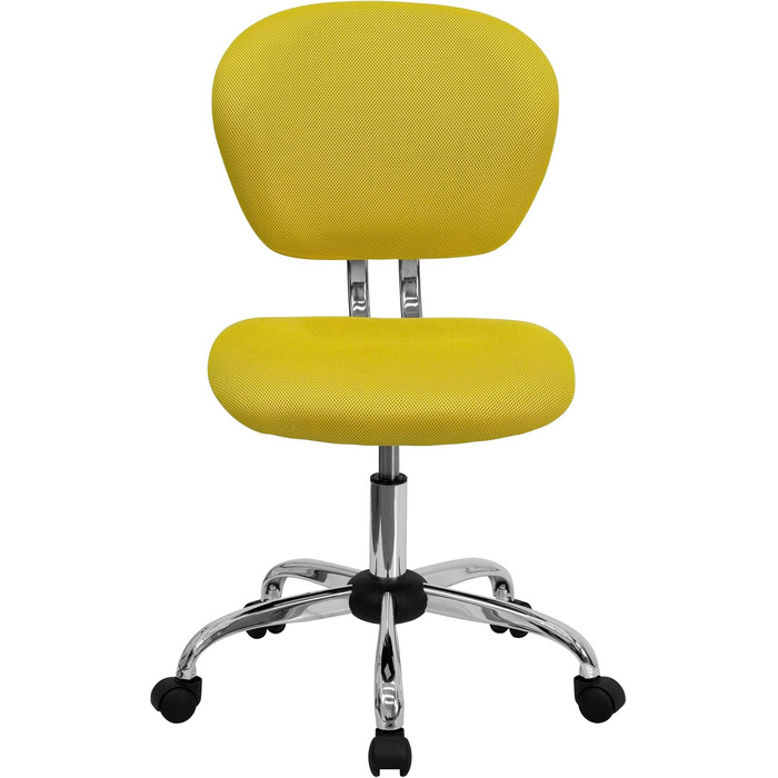 Офісне крісло Flash Furniture H-2376-F-WHT-GG, середня спинка, сітка, хромована основа, жовтий, без підлокітників