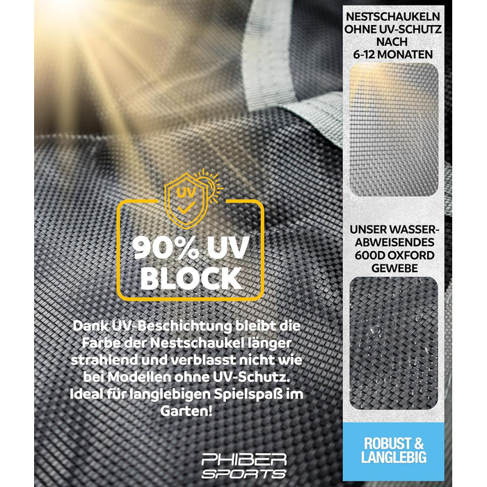 Дитяча гойдалка-гніздо на вулицю, діаметр 100 см, з подушкою та ручками, регульована висота, стійка до погодних умов, довговічна. Підходить для ігор в приміщенні та на вулиці.