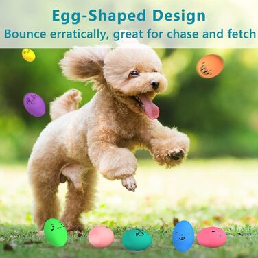 Пищать собачі м'ячі ТОНГКТАЙ, інтерактивні іграшки-пищалки з латексу з 8 предметів, м'які стрибаючі м'ячі для тварин у формі яйця для цуценят, м'яч у формі яйця для маленьких собак