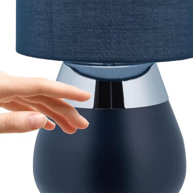 Приліжкова лампа Touch, цоколь E14, непряме світло, овальна настільна лампа з абажуром, ВхГ 32 х 18 см, темно-синій