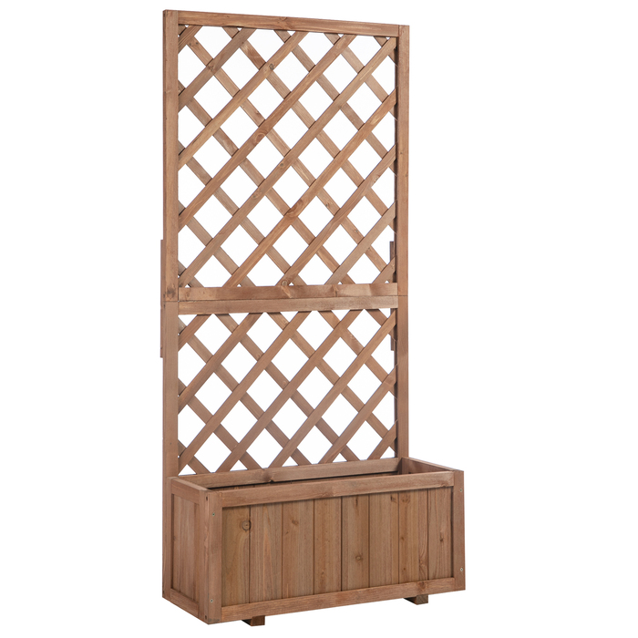 Високий грядоквітник з опорою для ліан, шпалерний горщик для рослин, дерев'яний ящик для квітів, 72,5x31,5x149,5 см для саду, балкону, тераси, горщик для в'юнких рослин, квітів, помаранчевий