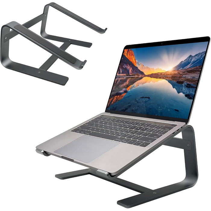 Підставка для ноутбука Macally ASTAND з алюмінію, сумісна з Apple MacBook, MacBook Air, MacBook Pro та іншими ноутбуками 10-17 дюймів. Елегантний дизайн (сірий - space gray)