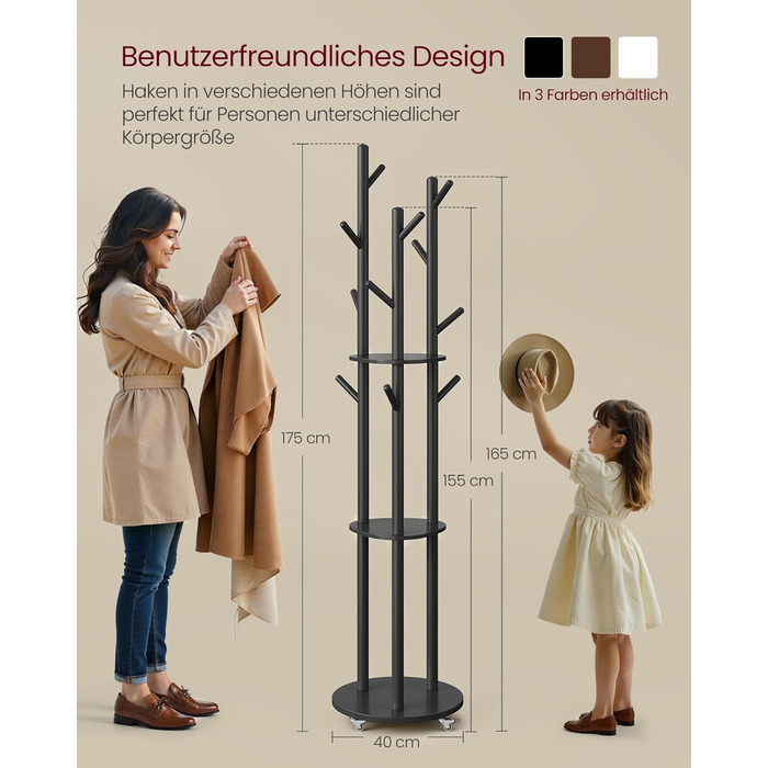 Дзеркало-вішалка VASAGLE для прихожей, спальні, вітальні, чорний RCR023B01