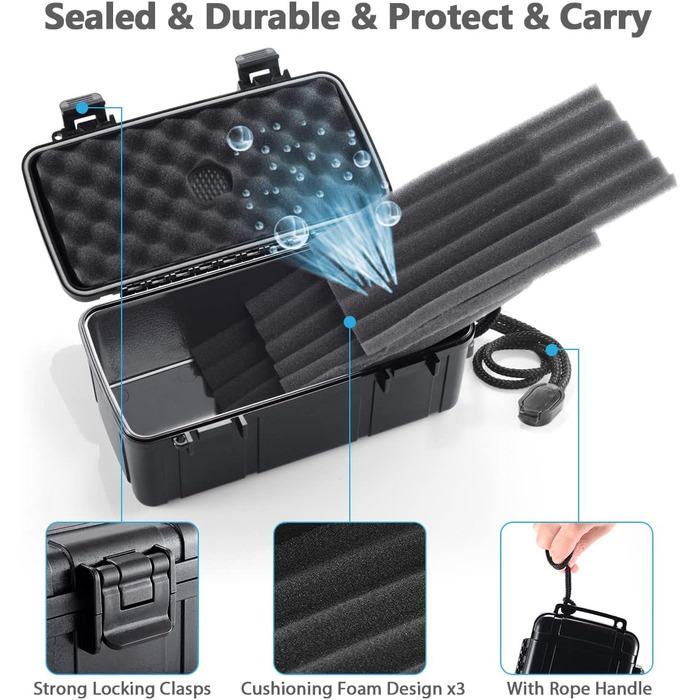 Портативний цигарний вологозбережувач (гумодор) у кейсі, водонепроникний, для 10 цигарок, розмір L (23,8 x 12,7 x 9,6 см)