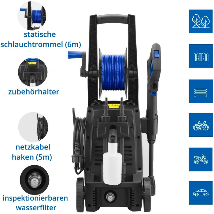 Високотискний мийник AR Blue Clean e-4 TWINFLOW D з Dualtech System та Power Brush (2500 Вт, 810 л/год, 125 бар) з сондами для чищення труб